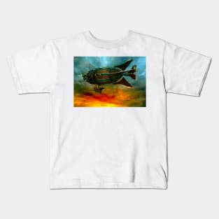 Fantasy steampunk blimp Kids T-Shirt